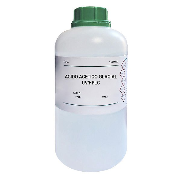 Ácido Acético Glacial UV HPLC alta pureza grau analítico frasco 1000 mL