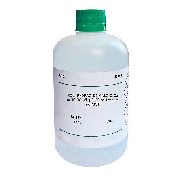 Solução Padrão de Cálcio Ca 10.00 g/L para ICP Rastreável ao NIST 500mL