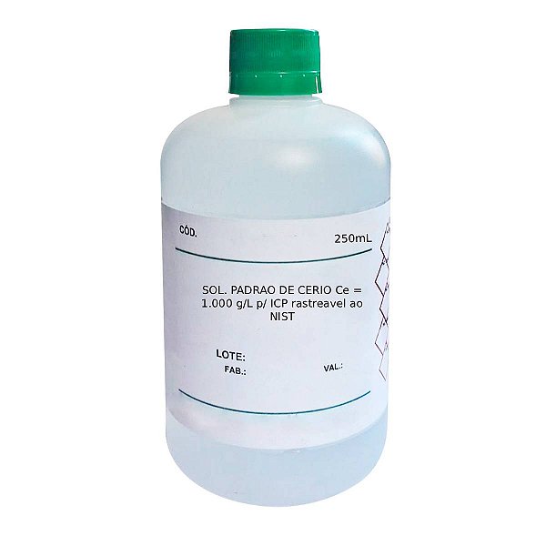 Solução Padrão de Cério Ce 1.000 g/L para ICP Rastreável ao NIST 250mL