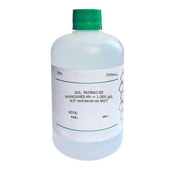 Solução Padrão de Manganês Mn 1.000 g/L p/ ICP rastreável ao NIST 250mL
