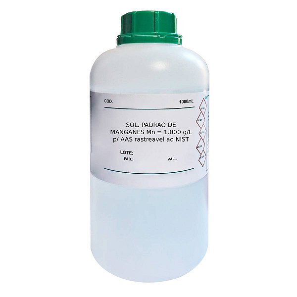 Solução Padrão de Manganês Mn 1.000 g/L p/ AAS rastreável ao NIST 1000mL