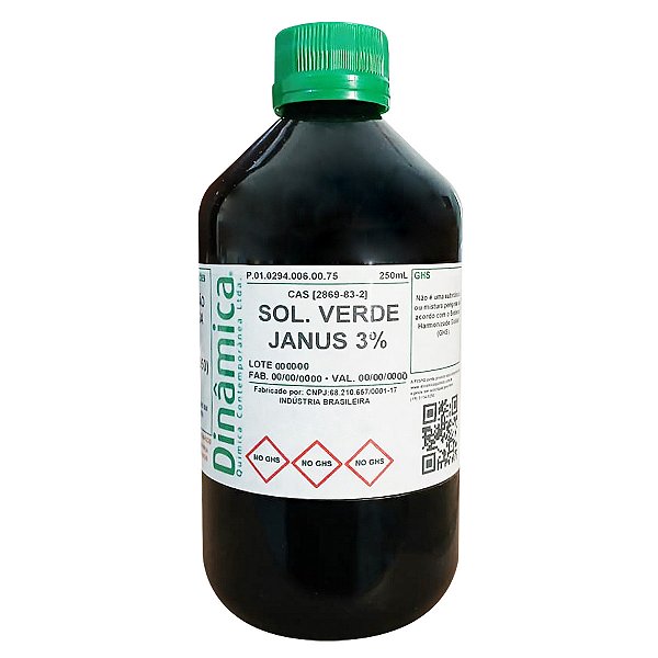 Solução Verde Janus 3% Aquosa 250mL Para Laboratório