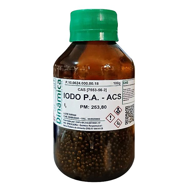 Iodo PA ACS 100g Para Laboratório Em Análises Químicas