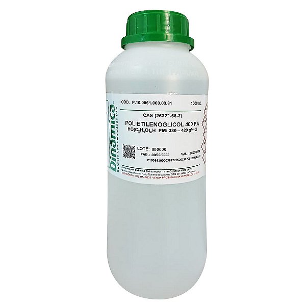 Polietilenoglicol 400 PA 1000mL Para Laboratório
