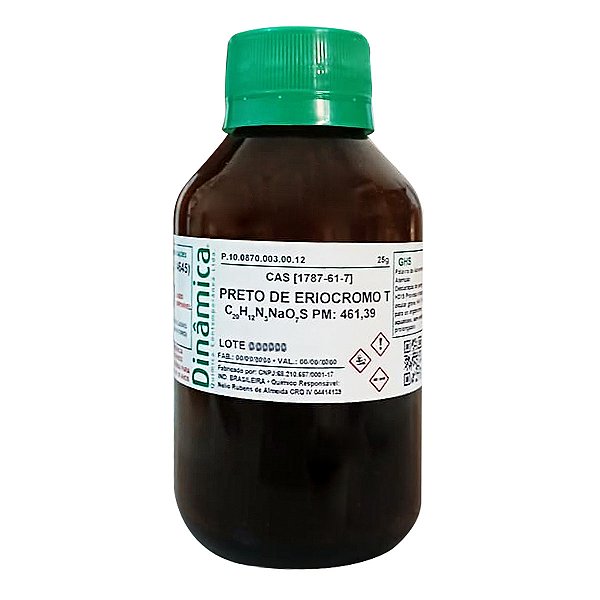 Preto De Eriocromo T PA ACS 25g Para Laboratório Em Análises Complexométricas
