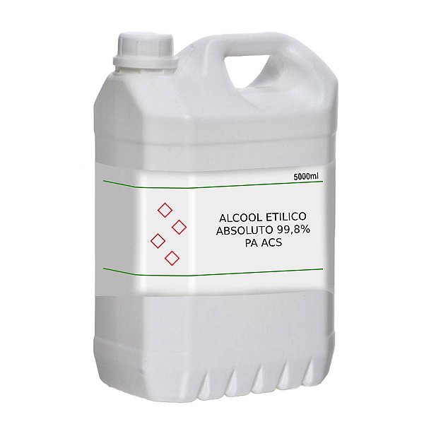 Álcool Etílico Absoluto 99,8% PA ACS 5L Para Laboratório