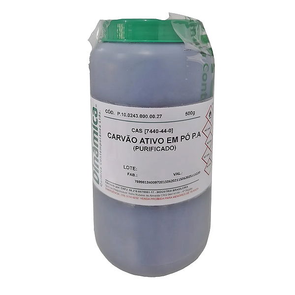 Carvão Ativo em Pó 500g para laboratório