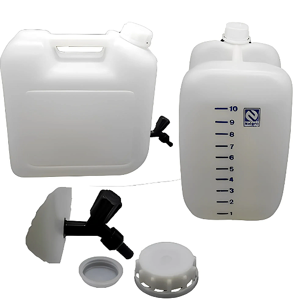Bombona PE Graduada com Tampa Lacre e Torneira 10L Nalgon