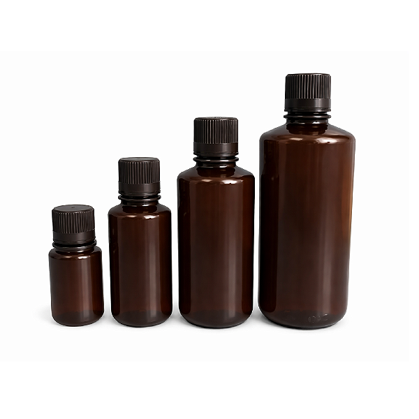 Frasco PP Âmbar Autoclavável 125mL com Tampa Rosca