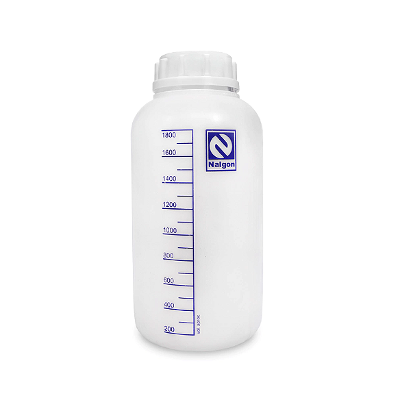 Frasco PE Graduado 2000mL com Tampa Lacre e Batoque