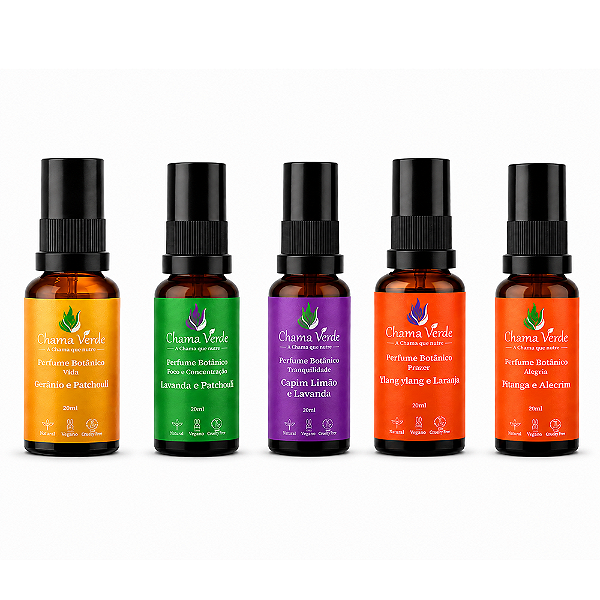 Kit 5 Perfumes Naturais Botânicos