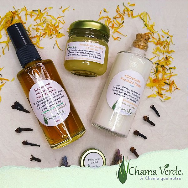 Kit Repelente Protetor Solar Lip Balm Pomada Cicatrizante