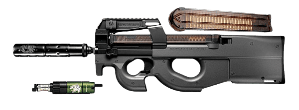 TOKYO MARUI AEG P90 TR WITH SILENCER PDW & HYDRA GEN. II LINE