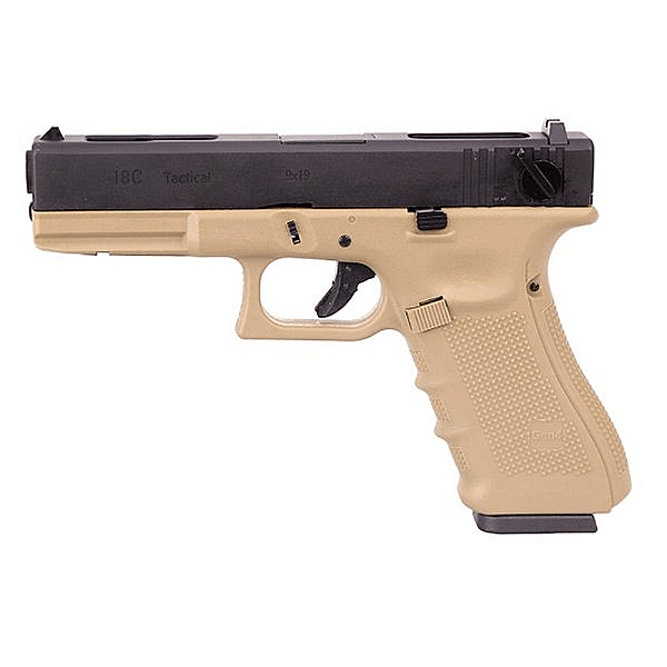 WE GBB G18C GEN 4 BLOWBACK AIRSOFT PISTOL TAN & BLACK