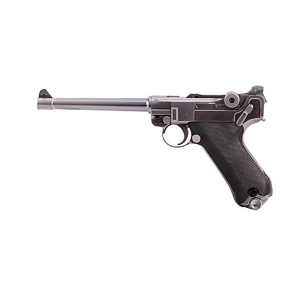 WE GBB LUGER P08 GBB 6" BLOWBACK AIRSOFT PISTOL SILVER