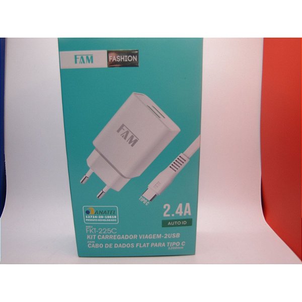 KIT CARREGADOR HOMOLOGADO-2USB C/ CABO LIGHTNING