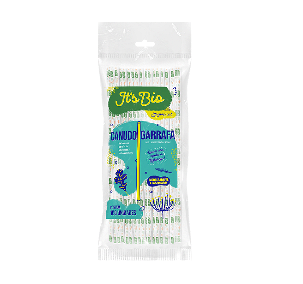 CANUDO BIO GARRAFA SACHE PAPEL 5MM CRISTAL 100UN STRAWPLAST
