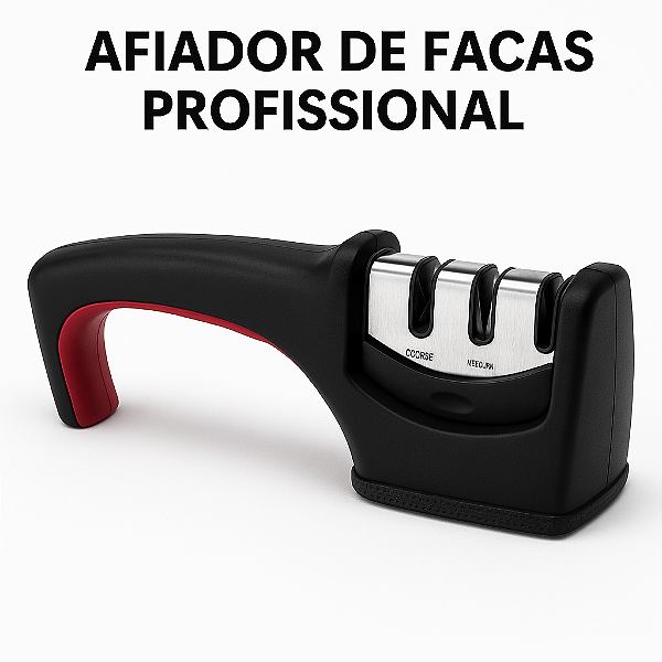 Afiador de Facas Profissional com 3 Estágios – Base Emborrachada