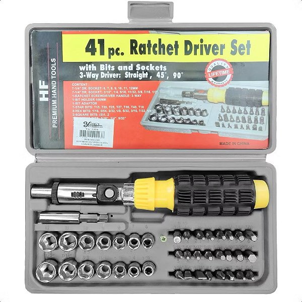 Kit Chaves compatível com  Catraca Soquetes Maleta 40 Phillips Fenda Quadrado Allen Tork