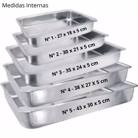 Jogo 5 Assadeiras Formas Para Bolo Retangular Alumínio
