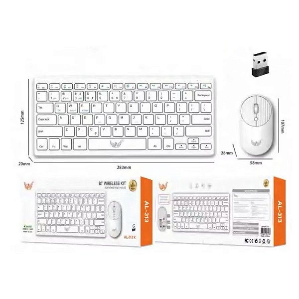 Kit Teclado e Mouse Bluetooth AL-313 K