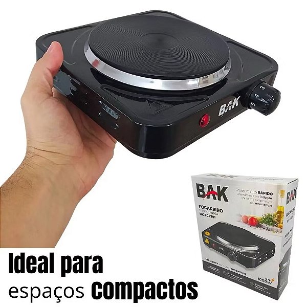 Fogão Cooktop Fogareiro Elétrico Portátil 1 Bocas 1000W 5 Temperaturas Qualquer panela