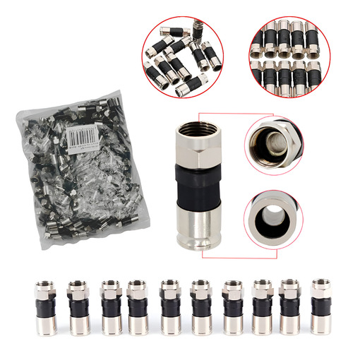 Conectores Compressão Rg59 Cabo Coaxial 100 Unidades