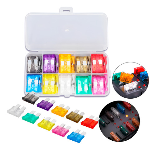 Kit Fusível Automotivo 10 Modelos 100 Peças