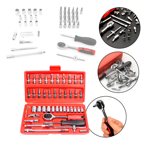 Kit Chave Canhão Catraca 46 Peças