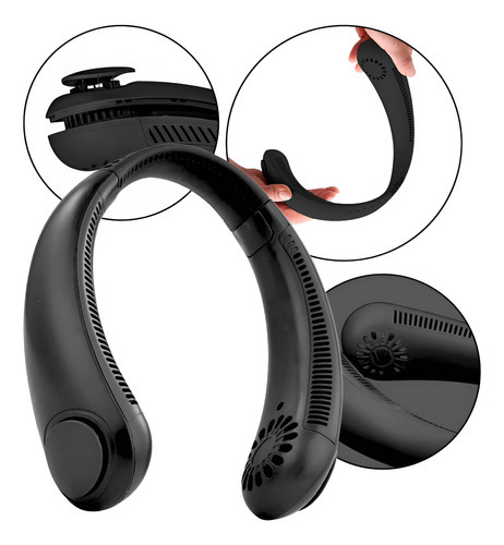 Ventilador De Pescoço Portátil Preto