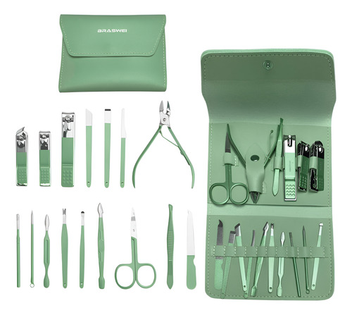 Kit Manicure 16 Peças Bolsa Dobrável Verde