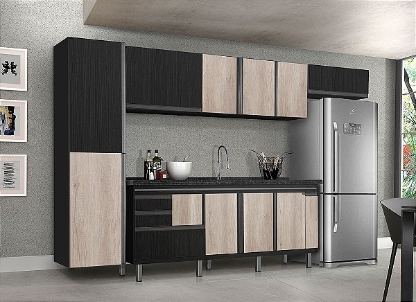 GABINETE NEW ELEGANCE 1,94MT NERO/BARRIQUE