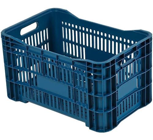 CAIXA PLÁSTICA 46 LITROS HORTIFRUTI VAZADA EMPILHÁVEL AGRÍCOLA AZUL