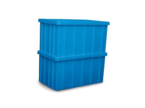 Caixa Plástica Organizadora 74 Litros COM TAMPA Empilhável Azul
