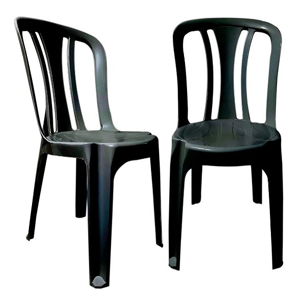 Kit 2 Cadeiras Plástica Bistrô 182Kg Preta