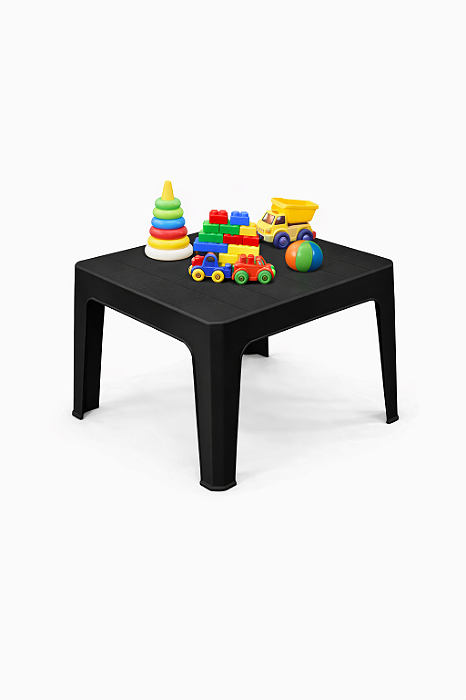Mesa Infantil 50x50 Plástica Preta - Reforçada