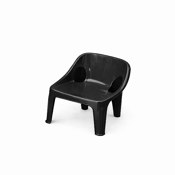 Cadeira Infantil Poltrona de Plástico Preta - Reforçada