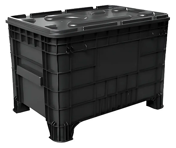 Caixa Plástica Container 372 Litros Reforçada Com Tampa