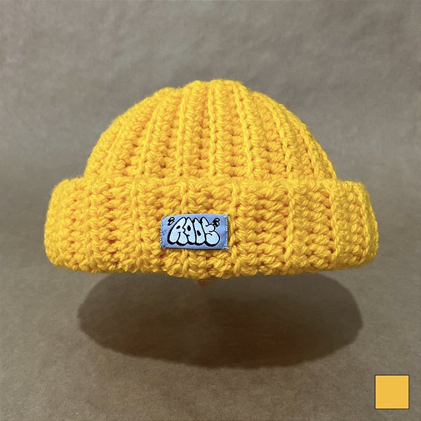 Amarelo Gema - Touca de Crochê Artesanal - Estilo Lenhador
