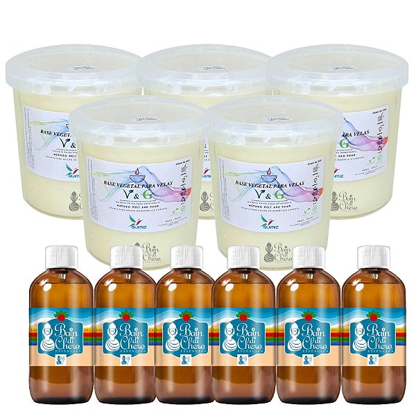 Kit Faça Você Mesmo Velas Aromáticas Cera de Palma 4,5kg