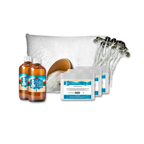 Kit Iniciante Essencial para Produção de Velas Aromáticas Parafina Lentilhada 1kg