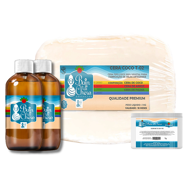 Kit Iniciante Básico para Produção de Velas Aromáticas Cera de Coco 1Kg