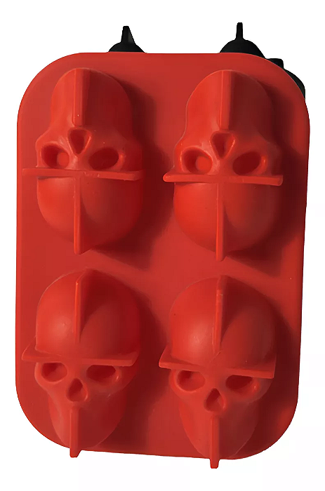 Molde Silicone Caveira Profissional Para Gelos, Saboaria 4 Cavidades