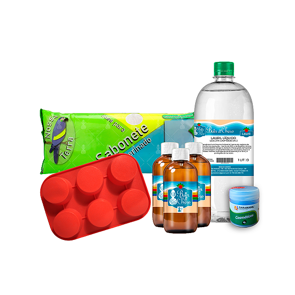 Kit Iniciante de Saboaria Básico + Mica Colorida Saramanil 4gr
