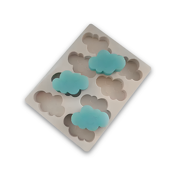 Molde de Silicone Nuvem Encaixe 8 Cavidades para Sabonetes, Velas e Resina Artesanal