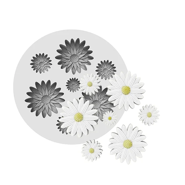 Molde de Silicone Mini Margarida 7 Cavidades para Sabonetes, Velas e Resina Artesanal
