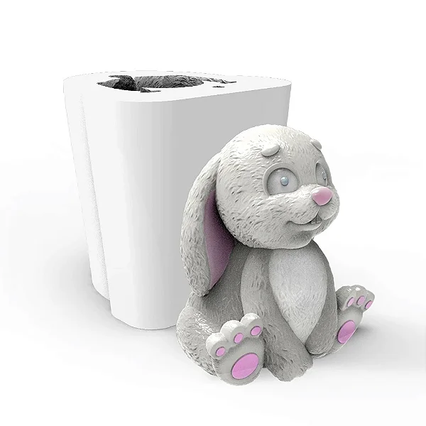 Molde de Silicone Coelhinho de Páscoa para Sabonetes, Velas e Resina Artesanal