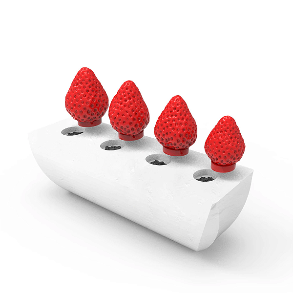Molde de Silicone Fruta Morango 4 Cavidades