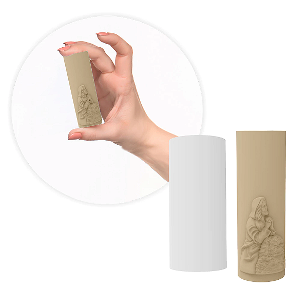 Molde de Silicone Mini Vela de Sete Dias Jesus Orando para Sabonetes, Velas e Resina Artesanal