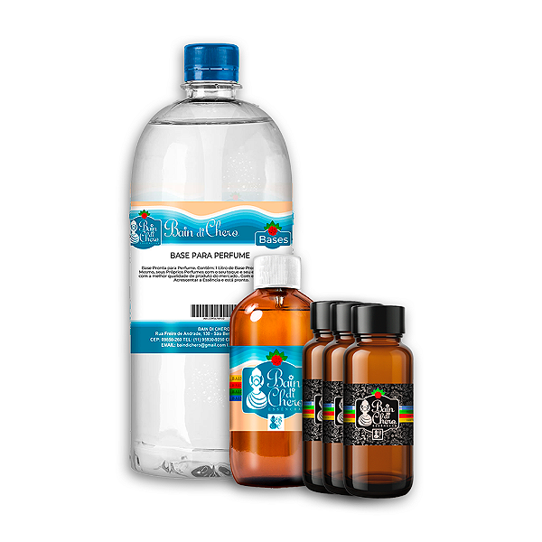 Kit Perfumaria Fina com Base, Fixador e 3 Essências – Perfumes Importados